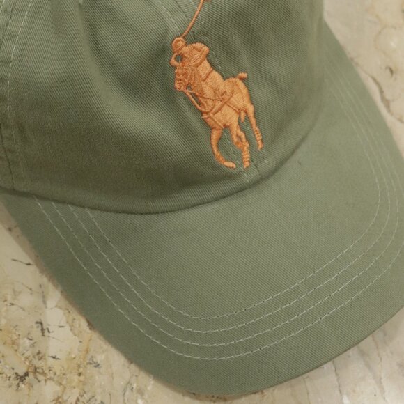 Polo Ralph Lauren Big Pony Cap | Olive Green 3 Logo Hat | Classic Adjustable Cap - Picture 3 of 6